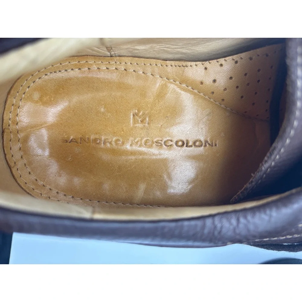 Sandro Moscoloni Men's Brown Leather Cap-Toe Derby Shoes Size 14 Made in Brazil